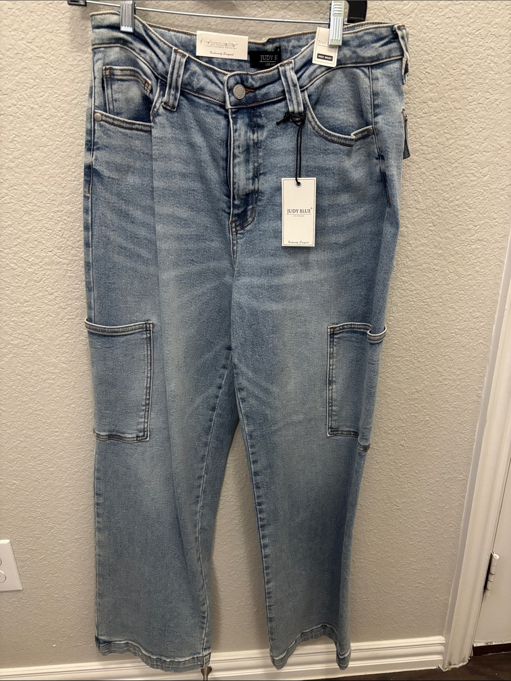 Judy Blue Light Blue Straight Leg Cargo Jeans